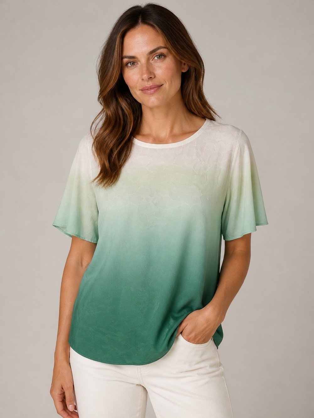 Equipment Femme 100% Silk Ombre Dip‑Dye Short‑Sleeve Top Medium NWT